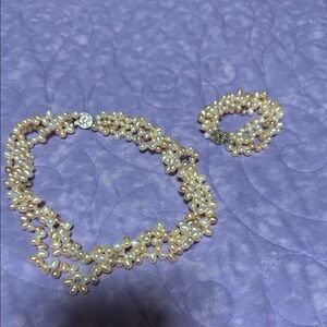 QVC Cream Pearl Necklace Set